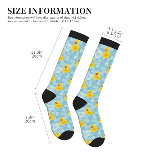 Crazy Fun Compression Socks, Unisex Knee High Support Socks - color: Yellow Duck