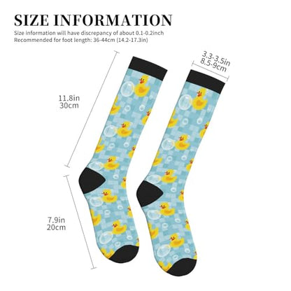Crazy Fun Compression Socks, Unisex Knee High Support Socks - color: Yellow Duck