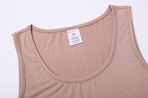 OThread & Co. Women's Basic Crop Tops Stretchy Casual Scoop Neck Sleeveless Crop Tank Top - color: Khaki, size: Large
