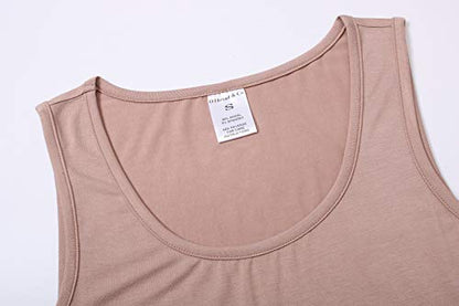 OThread & Co. Women's Basic Crop Tops Stretchy Casual Scoop Neck Sleeveless Crop Tank Top - color: Khaki, size: Large
