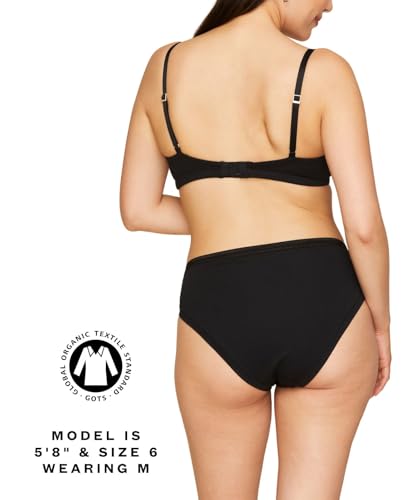 Subset Women's Organic Cotton Mid-Rise Bikini, Knickey Underwear, Single - color: Carbon, size: X-Small