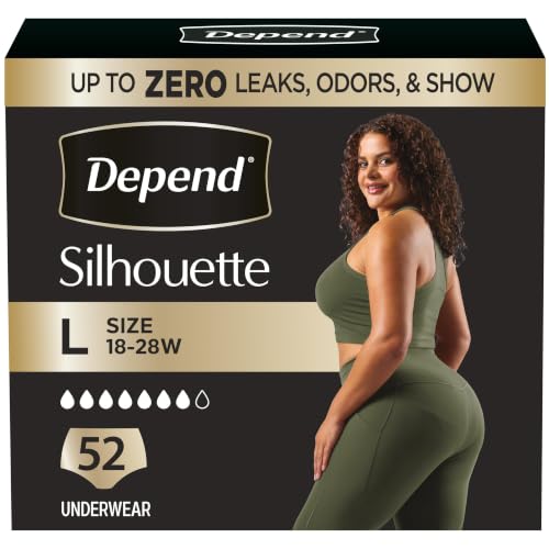 Depend Silhouette Incontinence Underwear for Women, Large, 52 Count - color: Black, size: Large
