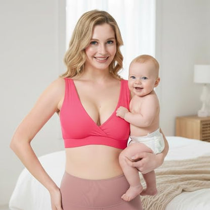 netdraw Buttery Soft Bamboo Viscose Nursing Seamless Sleep Bra - color: Rose, size: Large