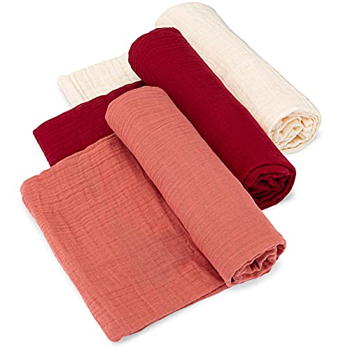 Parker Baby Co. Soft Muslin Baby Swaddle Blankets, 3 Pack - Rose Set - color: Rose