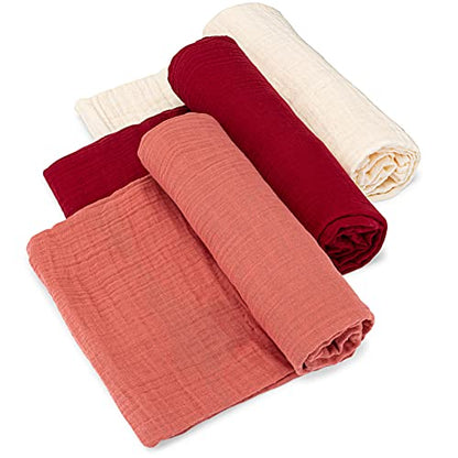 Parker Baby Co. Soft Muslin Baby Swaddle Blankets, 3 Pack - Rose Set - color: Rose