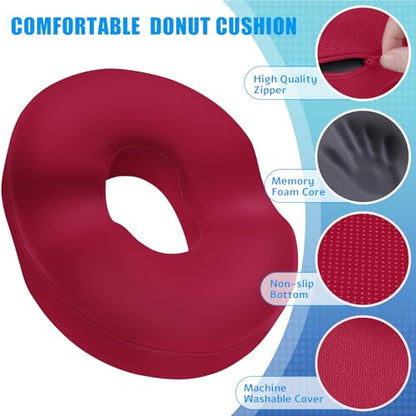 BlissTrends Donut Pillow Seat Cushion, Memory Foam Lifting Cushions - color: Red, size: Large