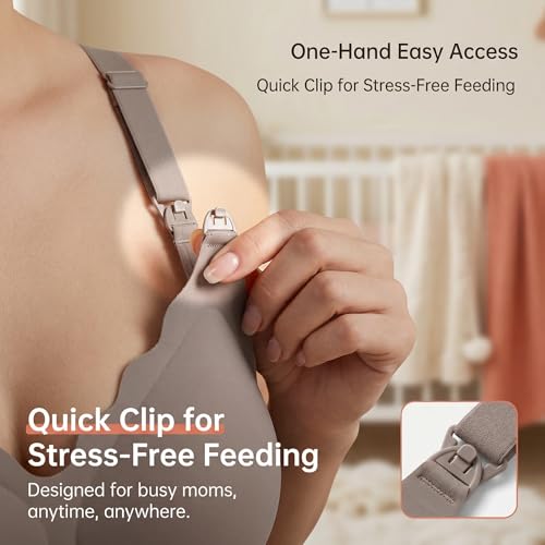 Nursing Bra, Maternity and Pumping Bra for Breastfeeding, Hands-Free Feeding Bra - color: Gray, size: Medium