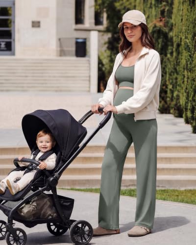G4Free EverGoing Maternity Pants Over the Belly Pregnancy Work Trousers - color: Gray Sage, size: Small