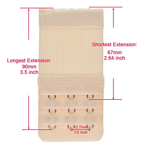 Elastic Back Bra Band Extender 3 X 3 Hook and Eye Tape Stretchy Extension - color: 5pcs/Pack (Hook Center Size 1/2")