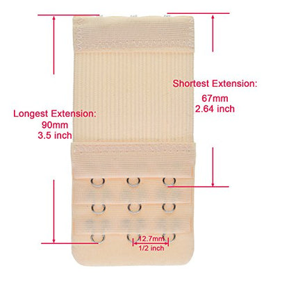 Elastic Back Bra Band Extender 3 X 3 Hook and Eye Tape Stretchy Extension - color: 5pcs/Pack (Hook Center Size 1/2")