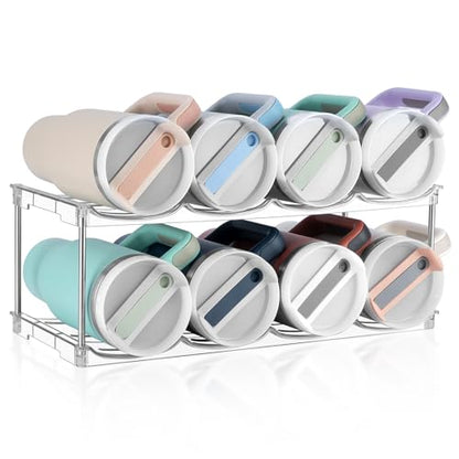 spospo Stackable Water Bottle Organizer Large Compartment Bottle Holder - size: 2 pack