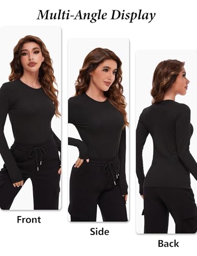 Dalavch 4 Pack Women's Long Sleeve Shirts Slim Fit Underscrub Tops - color: 4 Black, size: Small