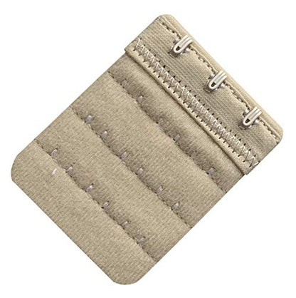 Women Pack of 3 Soft Comfortable 3 Hooks Bra Extender,2.4"x 2.3" - color: Beige, 1/2 Inch Spacing