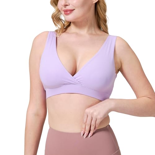 netdraw Buttery Soft Bamboo Viscose Nursing Seamless Sleep Bra - color: Purple, size: Large