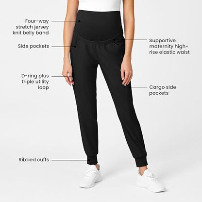 Wink W123 Maternity Jogger Scrub Pant - color: Black, size: Large