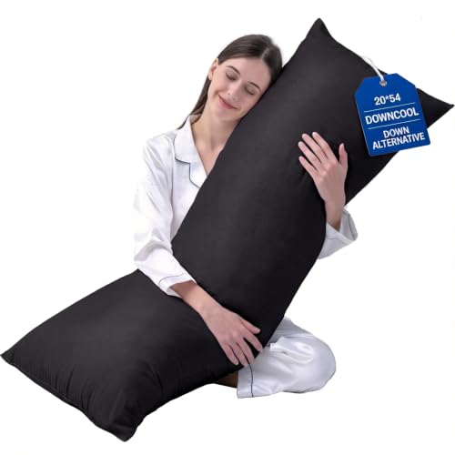 DOWNCOOL Large Body Pillow Insert- Breathable Full Body Pillow for Side Sleeper - Soft Long Bed Pillow for Adults - 20 x 54 inch （Black） - color: Black, size: Insert Only