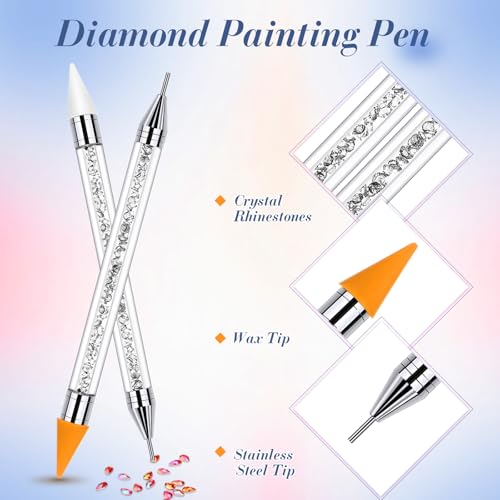 Tatuo 2 Pieces Rhinestone Picker Dotting Pen, Wax Pencil Pen, White - color: White
