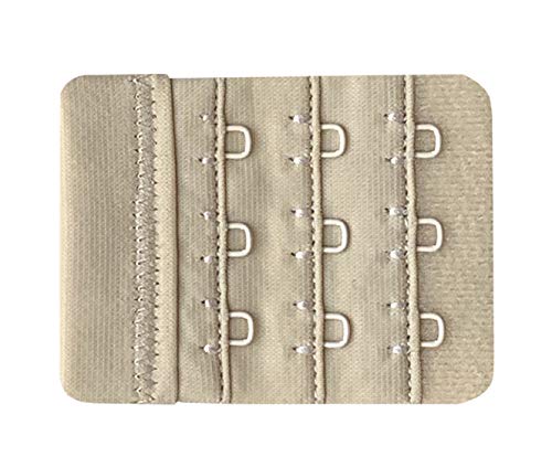 Women Pack of 3 Soft Comfortable 3 Hooks Bra Extender,2.4"x 2.3" - color: Beige, 1/2 Inch Spacing