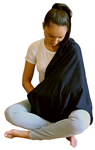 Nursing Scarves Breastfeeding Privacy Cover Infinity Scarf, Heather Grey - color: Solid Black