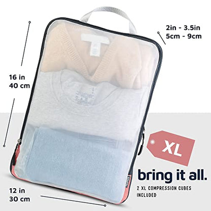 TRIPPED Travel Gear Large Compression Packing Cubes with Mesh 6-Piece Set - color: Dusty Rose
