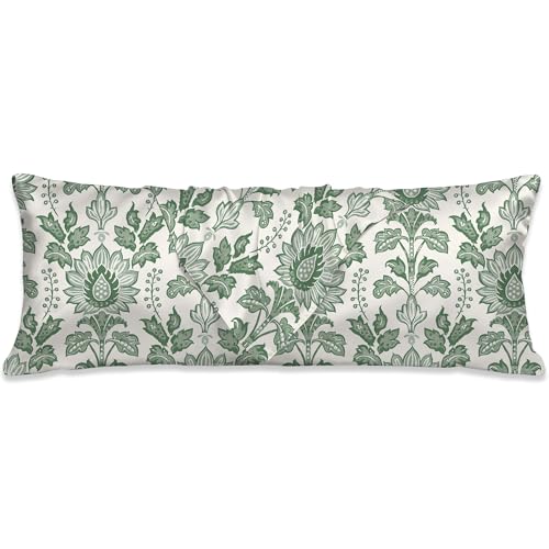 Green Body Pillow Cover,Mystical Floral Body Pillow with Satin Pillowcase,Cool and Breathable Pillow Case Long Pillow Cover with Zipper Closure 20x54 inch - color: Mystical Floral