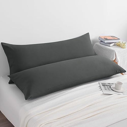 NTBAY Body Microfiber Pillowcases, Set of 2, Dark Grey - color: Dark Grey, size: Body (20"x54")