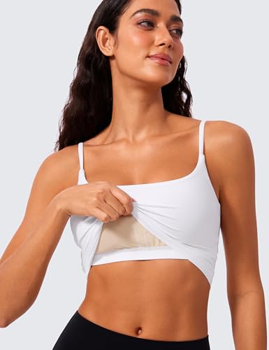 CRZ YOGA Butterlift Scoop Neck Crop Tank Top - color: White, size: Large