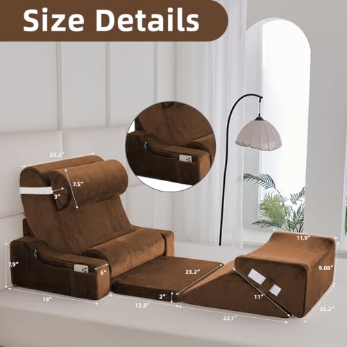 Wedge Pillow Set for After Surgery,Dark Brown,9PCS-23.2" - color: Dark Brown, size: 9PCS-23.2''