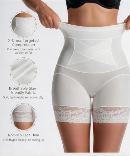 High Waist Shapewear Tummy Control Shorts Fajas Plus Size - color: White, size: Medium