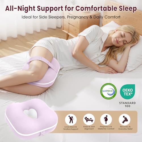 Small Knee Pillow for Side Sleepers, Memory Foam Leg Pillow,Pink - color: Pink