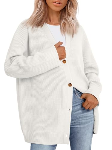 LILLUSORY Women's Oversized Fall Cardigan Sweater Chunky Jackets 2026 - color: White, size: Small