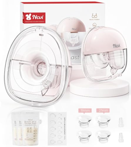 NCVI Wearable Breast Pump for Moms, <42dB for Office, Home, Travel (Pink) - color: Light Pink