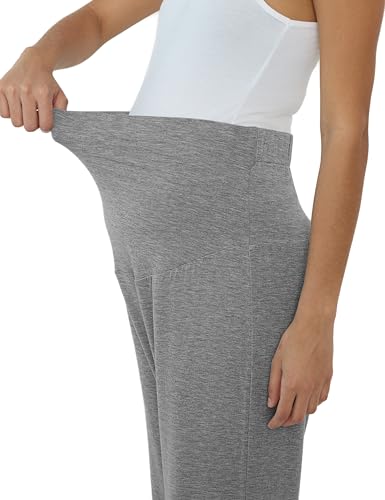 Joyaria Bamboo Viscose Maternity Pajamas Pants Over Belly - color: Gray, size: Small