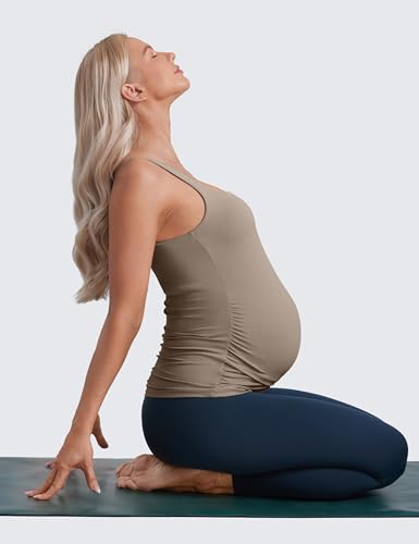 CRZ YOGA Maternity Square Neck Tank Tops - color: Nomad Grey, size: X-Large