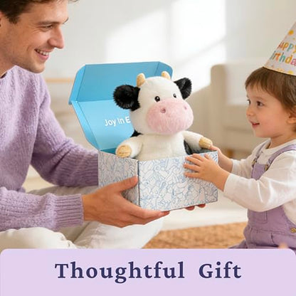 IKASA Microwavable Stuffed Animal Cow Plush, Heating Weighted 1.5 lbs - color: Black White Cow