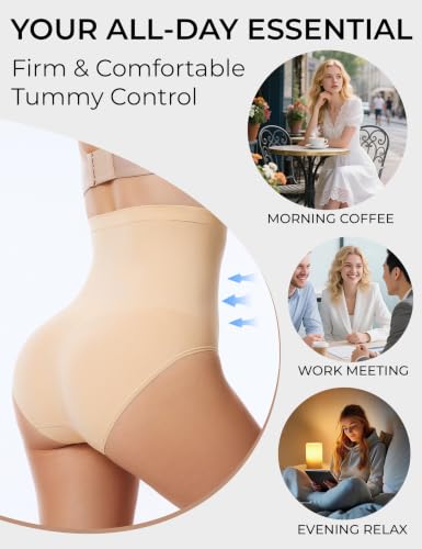 Tummy Control Shapewear, High Waisted Seamless Body Shaper Panties - color: Nude, size: X-Large
