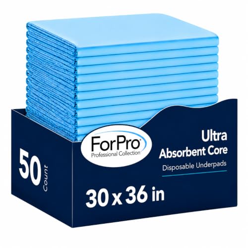ForPro Basics 50 Pack 5-Layer Leakproof Disposable Underpads, 30" x 36" - size: 30" x 36"