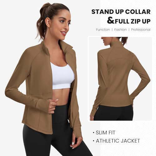 Women's Athletic Jackets Lightweight Workout Jackets Zip Up Running Jackets - color: Green, size: Large