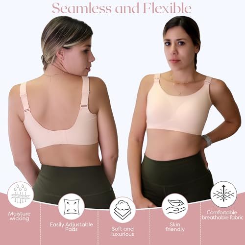 Zomee Nursing Bra for Breastfeeding, Seamless Wire-Free Bralette - size: Large
