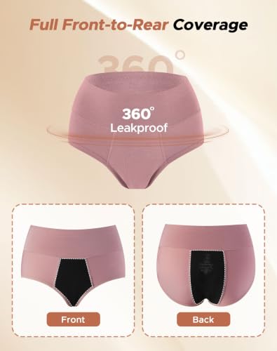 INNERSY Women's Plus Size Period Underwear High Waist Heavy Flow 3-Pack - color: Berry, size: X-Large