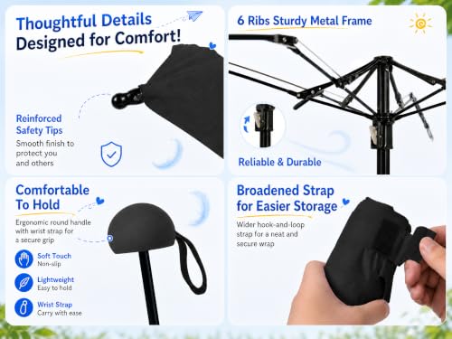 BAODINI Mini Travel Umbrella with UV Sun Protection, Compact Pocket-Size - color: A-2 Pack Black