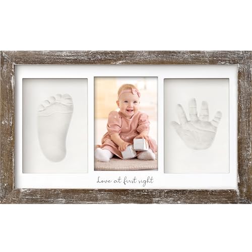 KeaBabies Baby Hand and Footprint Kit, Clay Keepsake Frame (Barnwood) - color: Barnwood, size: Duo Frame, 13" x 7.8"