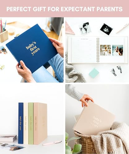 Lamare Baby First Year Book – Keepsake Baby Memory Book and Baby Scrapbook - color: Sage