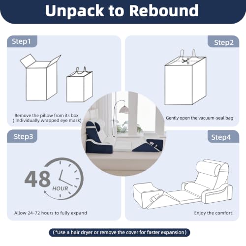 Wedge Pillow Set for After Surgery,White/Navy,9PCS-23.2" - color: White/Navy, size: 9PCS-23.2''