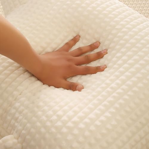 Reading Pillow with Arms for Sitting in Bed,Backrest,White Flannel,M - color: Cream, size: Standard(17")