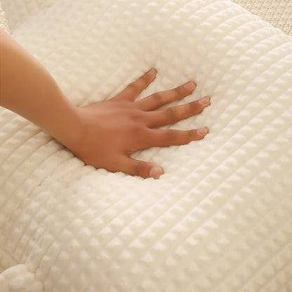 Reading Pillow with Arms for Sitting in Bed,Backrest,White Flannel,M - color: Cream, size: Standard(17")
