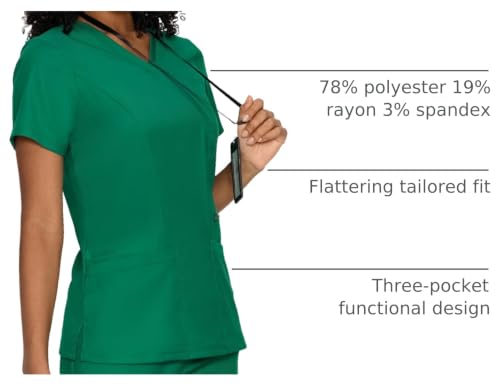 Scrub Tops for Woman, Mock Wrap Tops - color: Hunter Green, size: X-Small