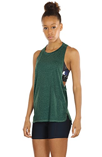 icyzone Women's Racerback High Neck Workout Athletic Yoga Muscle Tank Tops - color: Army, size: Medium