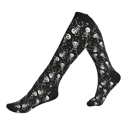 Compression Socks Women and Men 15-20mmHg-Circulation Support Socks for Athletic Running Cycling - color: Dancing Skeleton