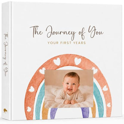 Personalized Rainbow Baby Book, Boho Theme, 4x6 Photo Cover, First 5 Years - color: Boho Blooms Spectrum